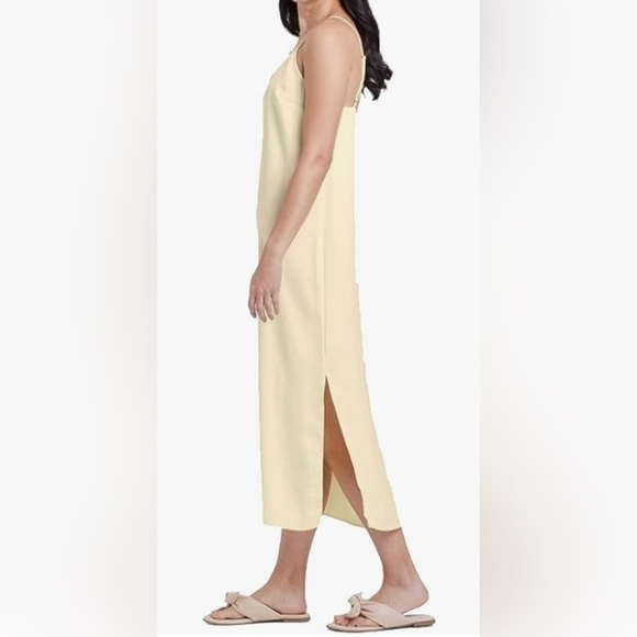 A NEW DAY Midi Slip Dress Light Yellow Adjustable Straps Sleek Travel S - Picture 3 of 8